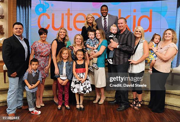 Kelly and Michael greet the six finalists from LIVE’s “Cutest Kid Search” on the newly-rechristened syndicated talk show, LIVE! with Kelly and...
