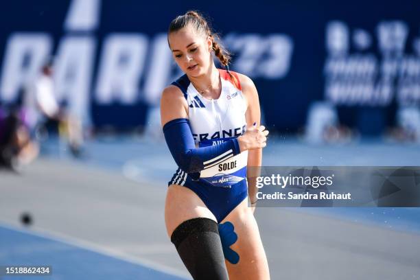 Typhaine SOLDE of France competes for women's long jump t64 during the Day 3 of Para Athletics World Championships on July 10, 2023 in Paris, France.