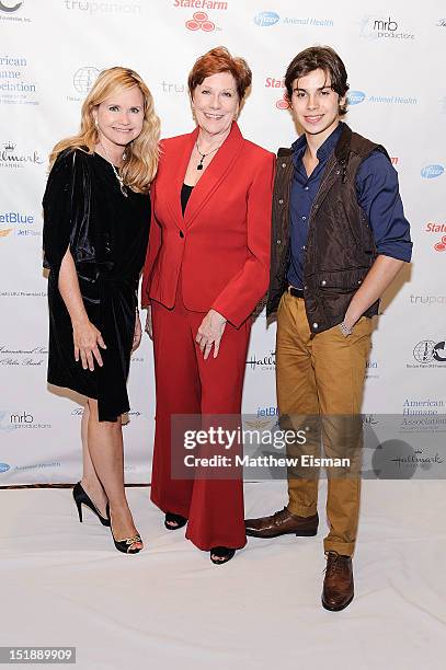 American Humane Association president and CEO Robin Ganzert, AFTRA president Roberta Reardon and actor Jake T. Austin attend the 2012 American Humane...