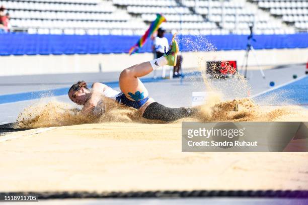 Typhaine SOLDE of France competes for women's long jump t64 during the Day 3 of Para Athletics World Championships on July 10, 2023 in Paris, France.