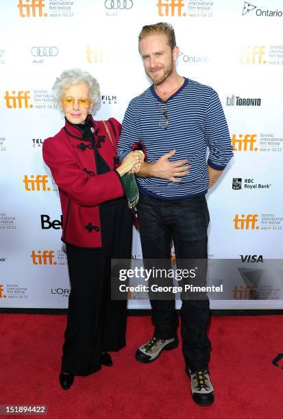 Marilyn Monroe childhood friend Amy Greene and Actor Ben Foster attend the "Love, Marilyn" premiere during the 2012 Toronto International Film...