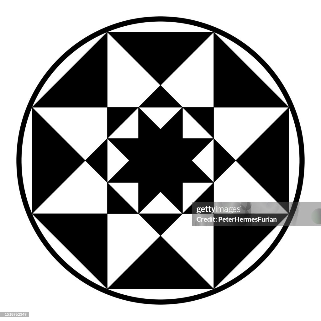 Octogram Compass Regular Octagram Symbols Two Star Polygons In A Circle Frame High-Res ...