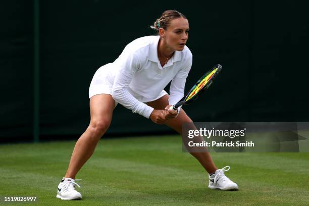 Ana Bogdan of Romania prepares to return a shot against Alycia Parks of United States in the Women's Singles second round match during day four of...