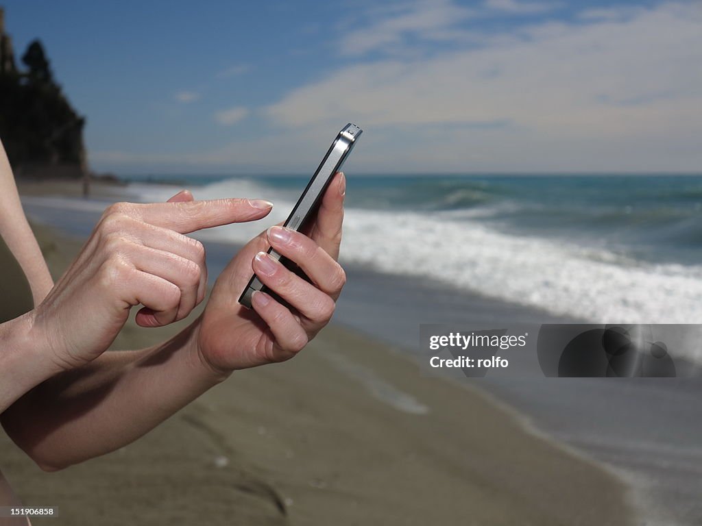 Smart phone at beach