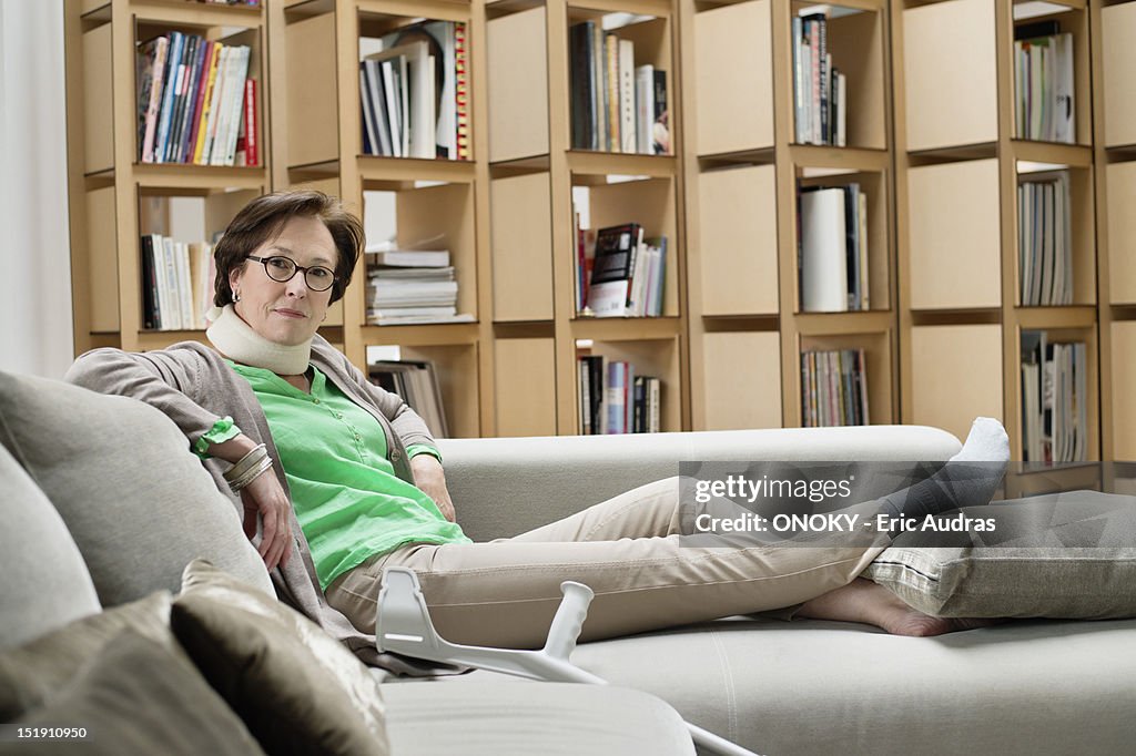 Woman resting on a couch