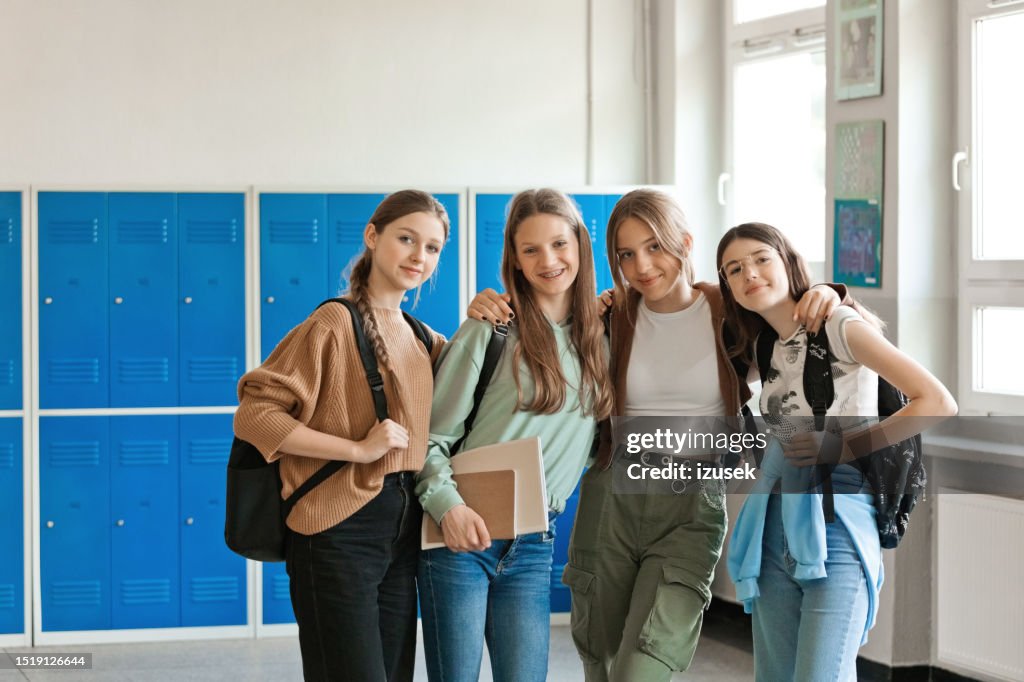 Portrait of female high school students
