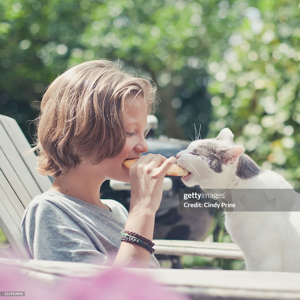 Boy and cat