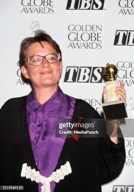 Margaret Menegoz at the 49th Annual Golden Globe Awards on January 18, 1992 at the Beverly Hilton Hotel in Beverly Hills, California.