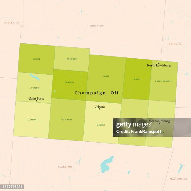 Oh Champaign County Vector Map Green High-Res Vector Graphic
