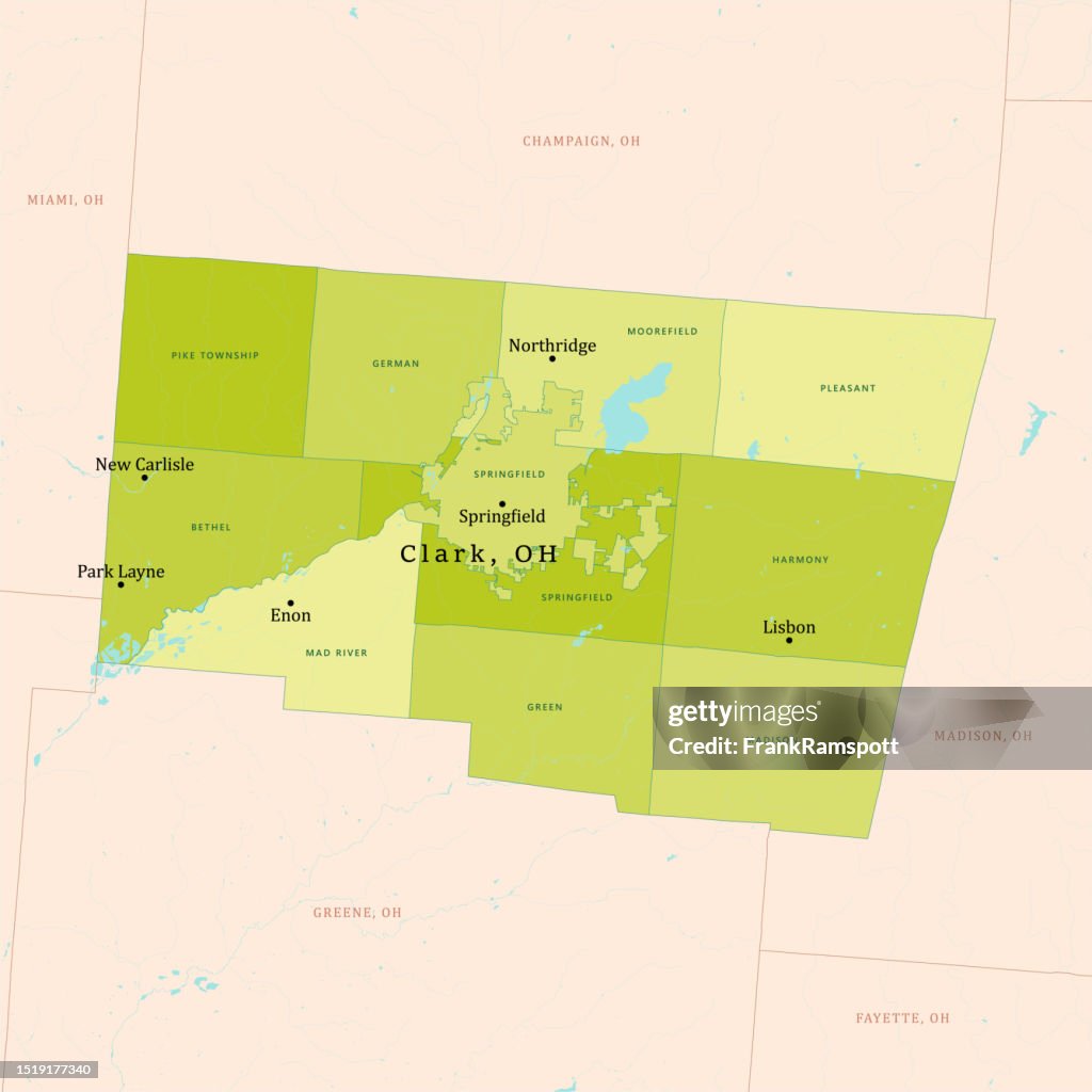 OH Clark County Vector Map Green