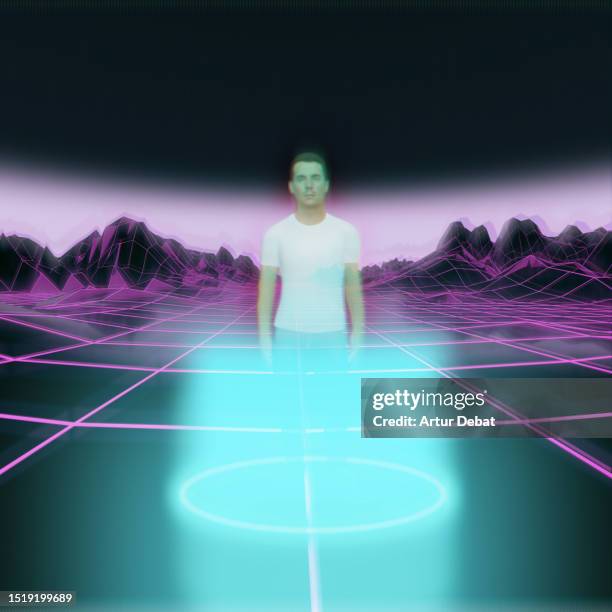 metaverse avatar in a cyberspace dimension. - human face people grid stock pictures, royalty-free photos & images