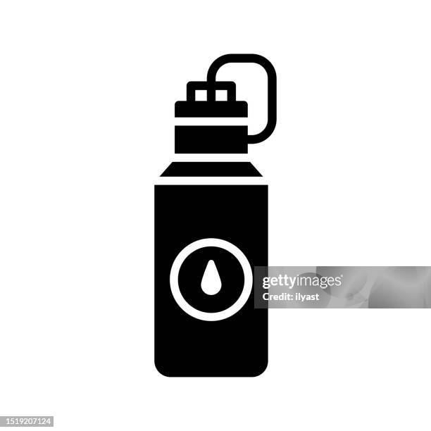 thermos flask black line & fill vector icon - ペットボトル点のイラスト素材／クリップアート素材／マンガ素材／アイコン素材