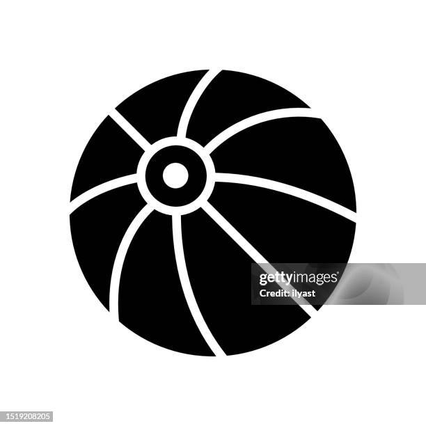 beach ball black line & fill vector icon - wet sand stock illustrations