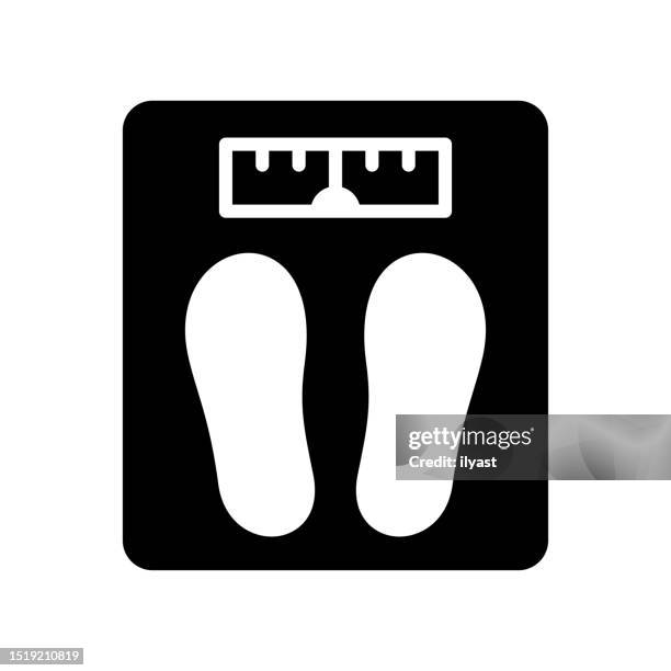 weight scale black line & fill vector icon - bathroom scales stock illustrations