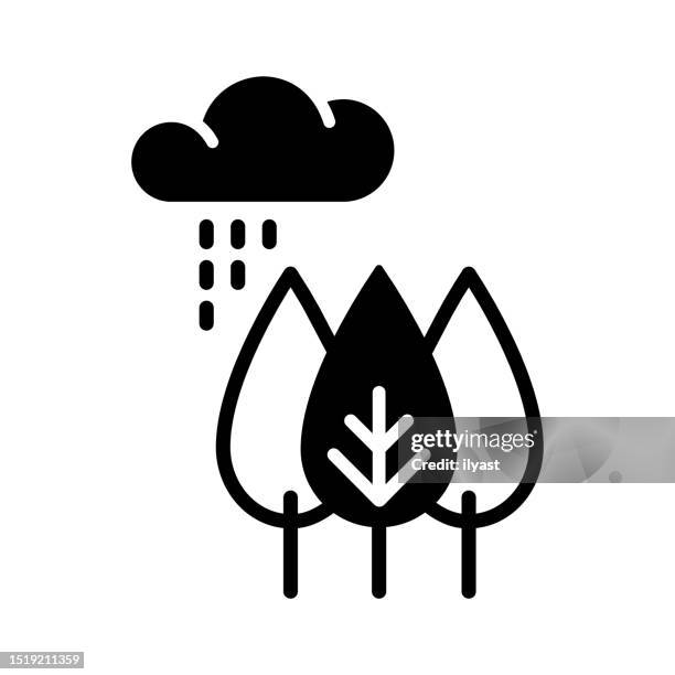 spring black line & fill vector icon - raining park stock illustrations