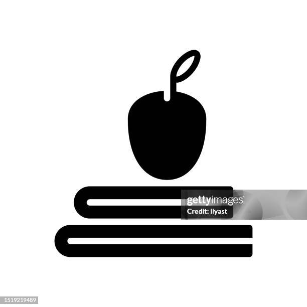 school black line & fill vector icon - apple logo stock illustrations