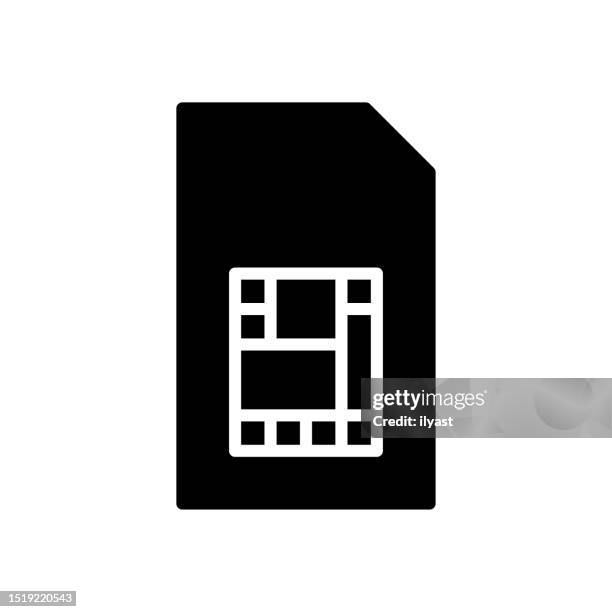 gsm black line & fill vector icon - sim card stock illustrations