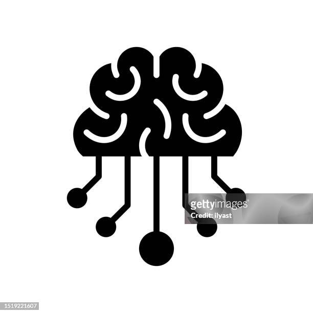 neurowissenschaften schwarze linie &; vektorsymbol füllen - analytics logo stock-grafiken, -clipart, -cartoons und -symbole