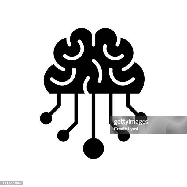 stockillustraties, clipart, cartoons en iconen met neuroscience black line & fill vector icon - analytics logo