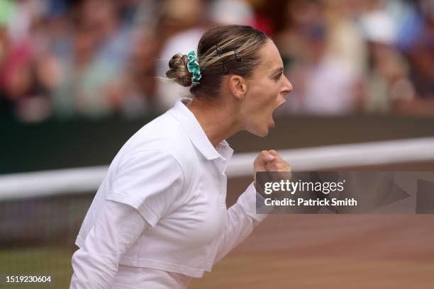 Ana Bogdan of Romania celebrates against Alycia Parks of United States in the Women's Singles second round match during day four of The Championships...