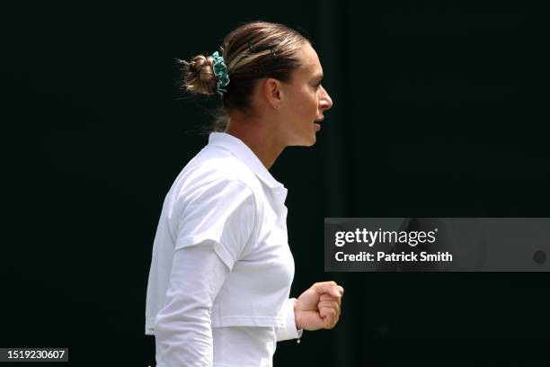 Ana Bogdan of Romania celebrates against Alycia Parks of United States in the Women's Singles second round match during day four of The Championships...