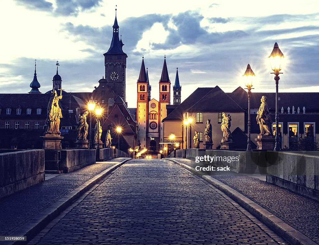 Wurzburg Old Main Bridge (Alte Mainbrücke) at dawn