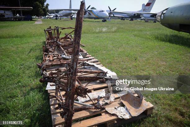 Fuselage of the Hawker Hurricane on July 6, 2023 in Kyiv, Ukraine. In the State Aviation Museum exhibited previously found wreckage of British...