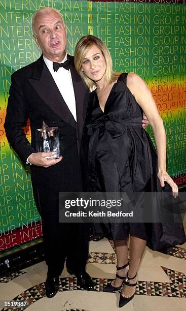 Shoe designer Manolo Blahnik poses with actress Sarah Jessica Parker during the Fashion Group International Presents The 19th Annual Night Of Stars...