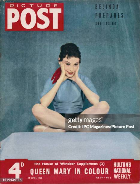 Ballerina Belinda Wright of the Festival Ballet, pictured on the cover of Picture Post magazine with the headline 'Belinda Prepares. Original...