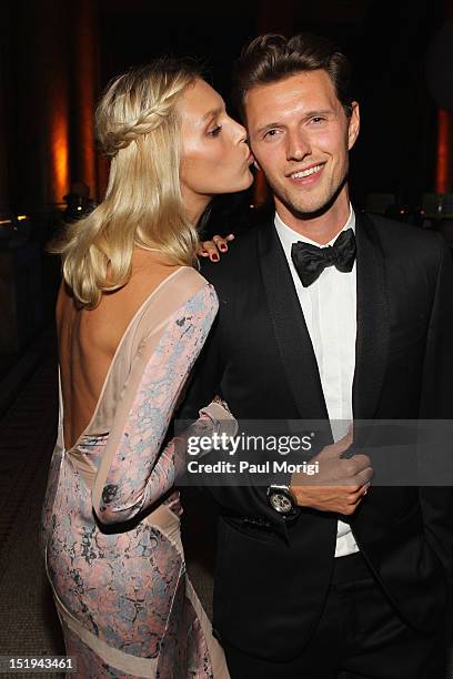 Models Anja Rubik and Sasha Knezevic attend The Novak Djokovic Foundation's inaugural dinner at Capitale on September 12, 2012 in New York City.