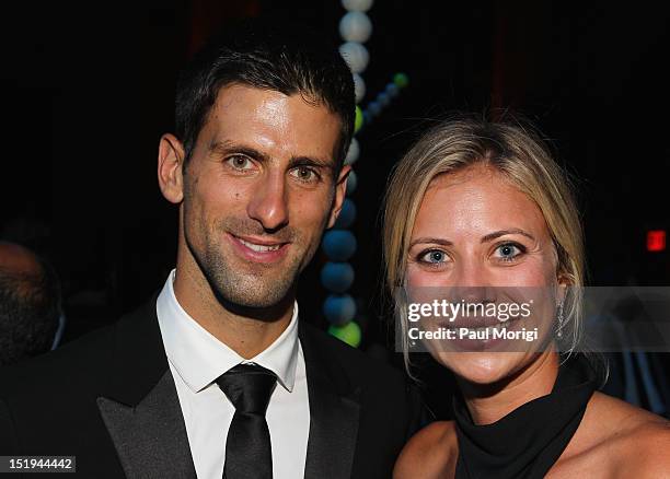 Novak Djokovic and Holly Branson attend The Novak Djokovic Foundation's inaugural dinner at Capitale on September 12, 2012 in New York City.