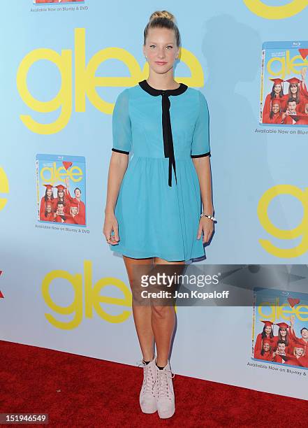Actress Heather Morris arrives at the "Glee" Premiere at Paramount Studios on September 12, 2012 in Los Angeles, California.