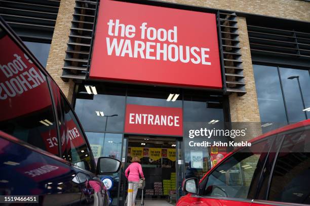 General view of a The Food Warehouse supermarket operated by Iceland Foods Group Ltd on July 04, 2023 in Canvey Island, England.