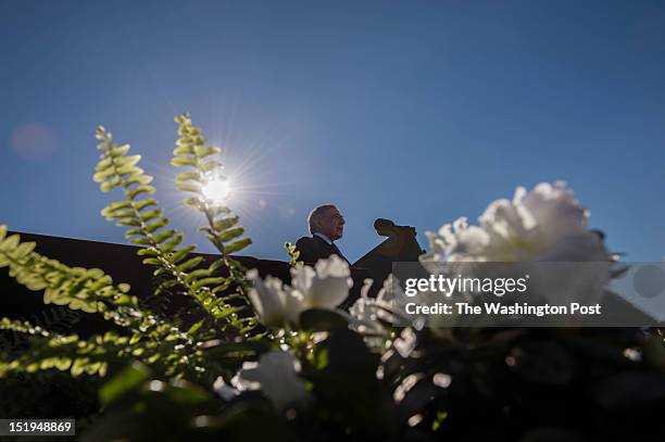 Secretary of Defense Leon Panetta speaks at a private ceremony on the 11th anniversary of the 9/11 attacks at the Pentagon in Arlington, Virginia, on...