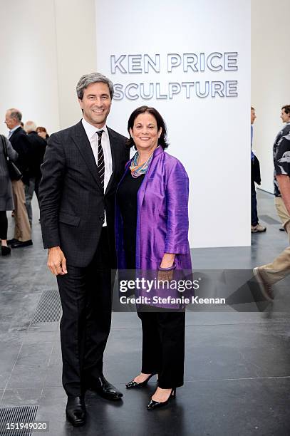 Michael Govan and Stephanie Barron attend LACMA Presents Ken Price Sculpture: A Retrospective at BP Grand Entrance at LACMA on September 12, 2012 in...