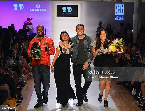Recording artists Wyclef Jean, Jarina De Marco, Cris Cab and designer Stacy Igel walk the runway at Boy Meets Girl By Stacy Igel & Lockerz Spring...