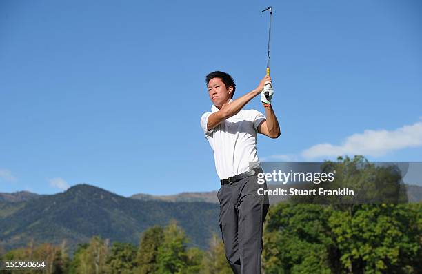 Joon Kim of Italy plays a shot during the first round of the BMW Italian open at Royal Park Golf & Country Club on September 13, 2012 in Turin, Italy.