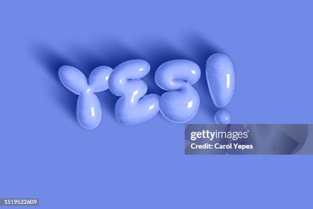 yes text  in blue 3d letters - 3d render pencils stockfoto's en -beelden