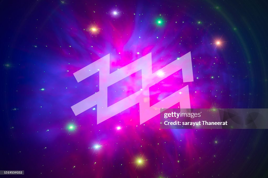 Aquarius symbol on a colorful background light