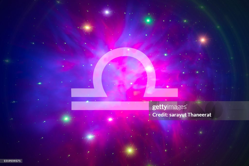 Libra symbol on a colorful background light