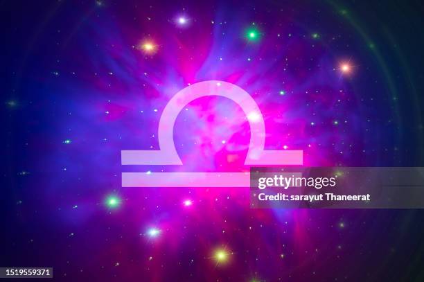 libra symbol on a colorful background light - libra stock pictures, royalty-free photos & images