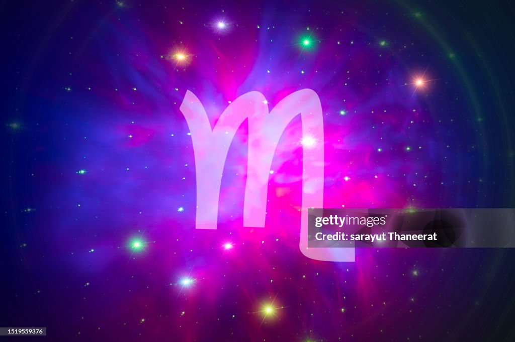 Scorpio symbol on a colorful background light