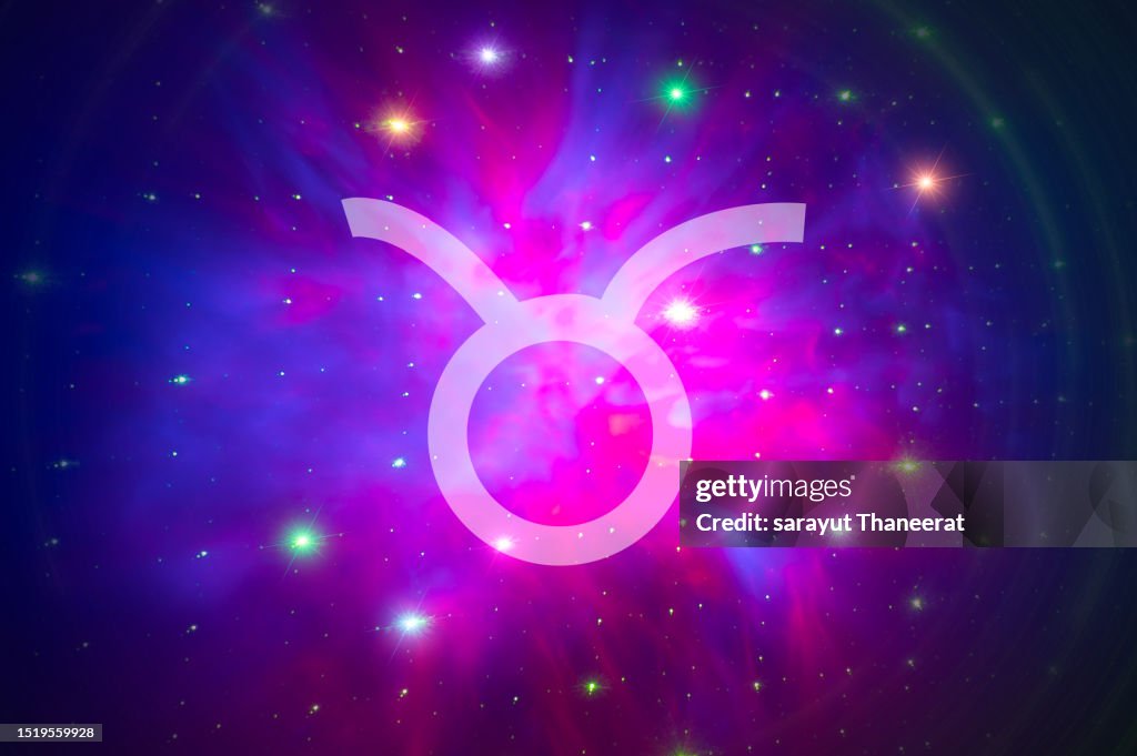 Taurus symbol on a colorful background light