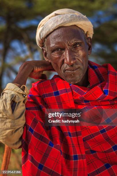 portrait of old man from borana tribe, ethiopia, africa - african tribal culture 個照片及圖片檔