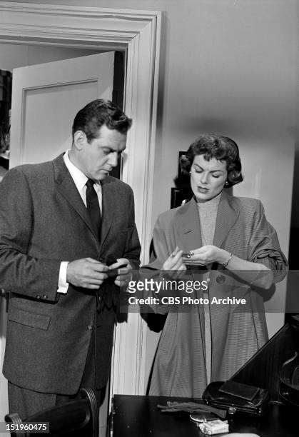 The Case of the Crimson Kiss" Perry Mason and Della Street . Image dated April 24, 1957.
