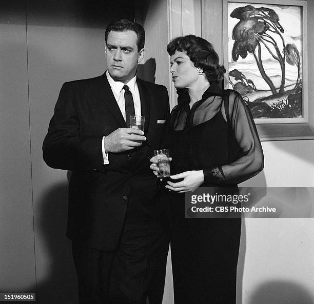 Raymond Burr and Barbara Hale Episode: "Case of the Gilded Lily" Image dated: April 1, 1958.