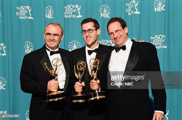 Pictured: Writers Bill Clark, Ted Mann, David Milch winners of Outstanding Writing for a Drama Series for "NYPD Blue" during the 50th Annual...