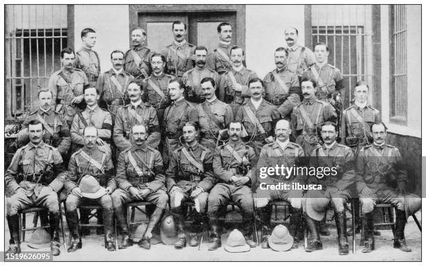 antique image from british magazine: officers and attached officers, 21st lancers - british culture stock illustrations