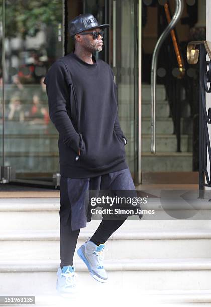 Djibril Cisse arrives at the Langham Hotel in his Rolls-Royce car on September 13, 2012 in London, England.