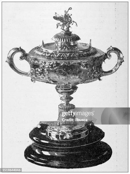 antique image from british magazine: challenge cup for new zealand - rugby awards stock illustrations